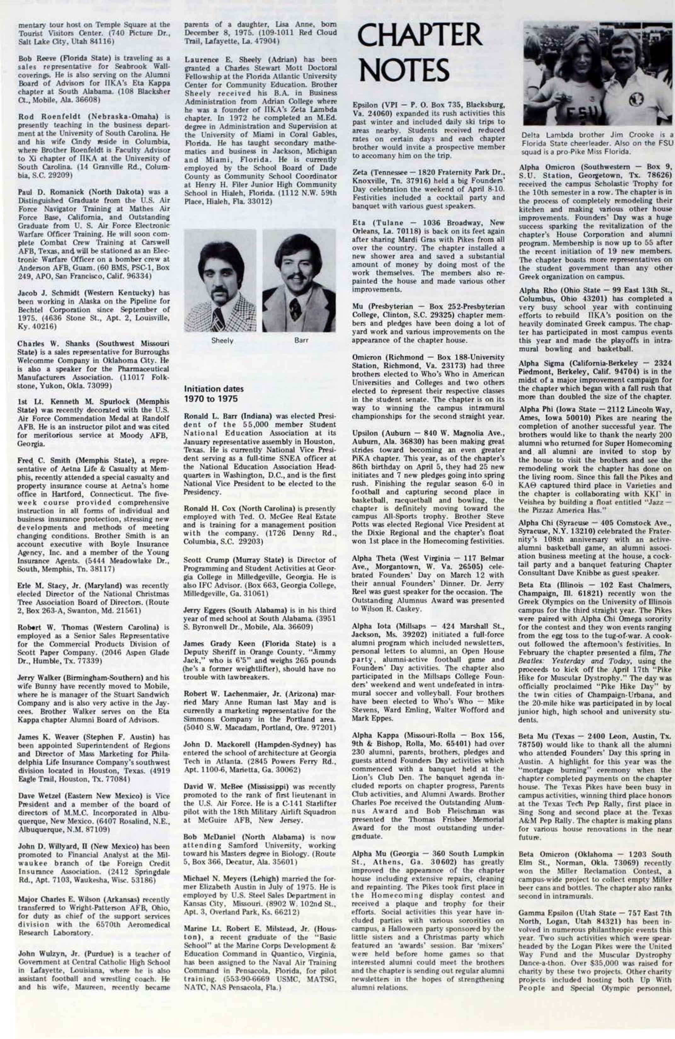 Chapter Notes, June 1976